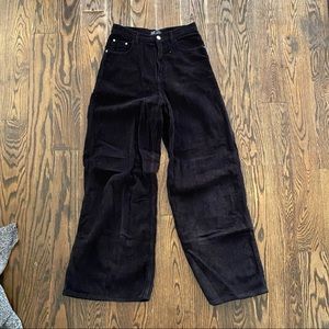 ZARA Wide Leg Black Cord Pants